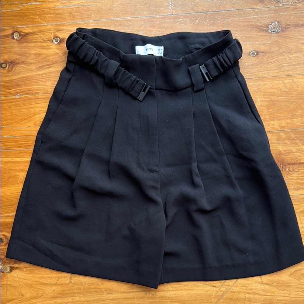 Mango Black High Waist Shorts with Elastic Waistband